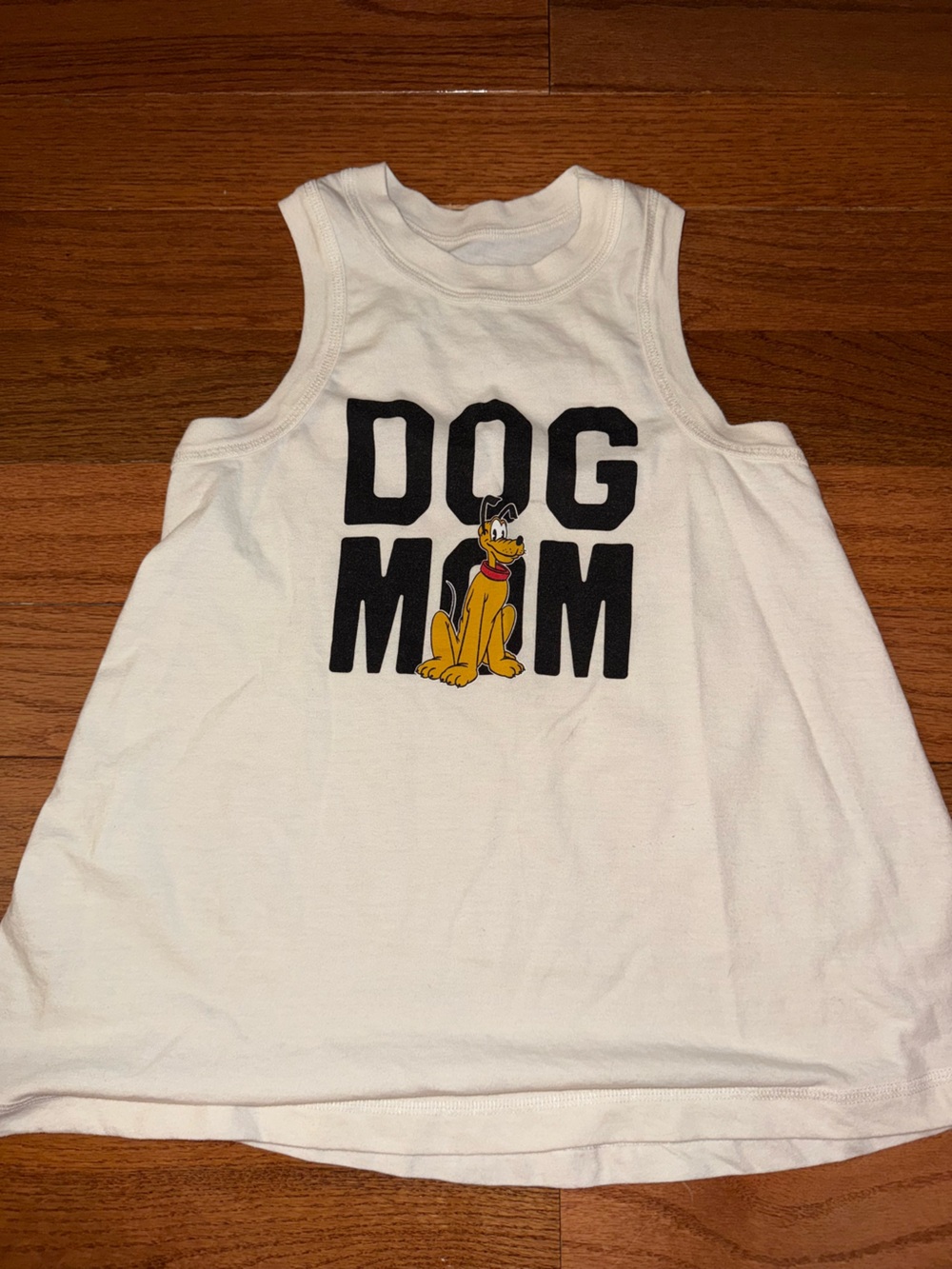 Disney White Dog Mom Pet Tank with Pluto Graphic